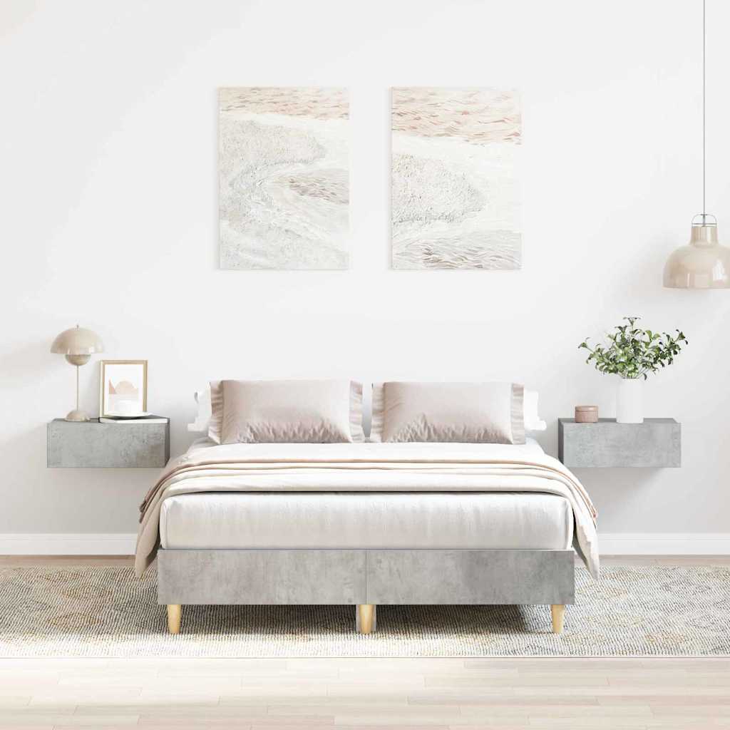 Bed Frame No Mattress Engineered Wood Concrete Grey 120 x 190 cm