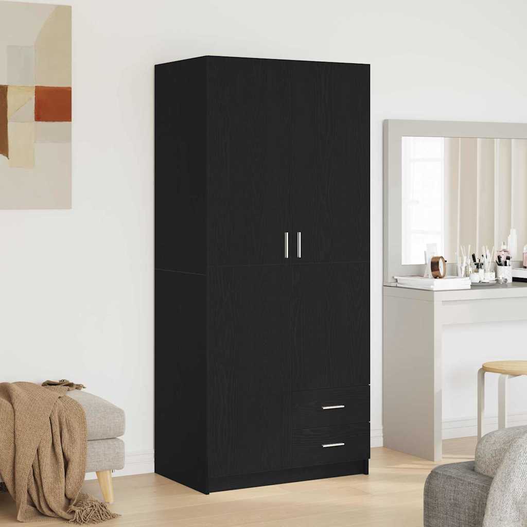 vidaXL Wardrobe Black Oak 80 x 52 x 180 cm Engineered Wood 1