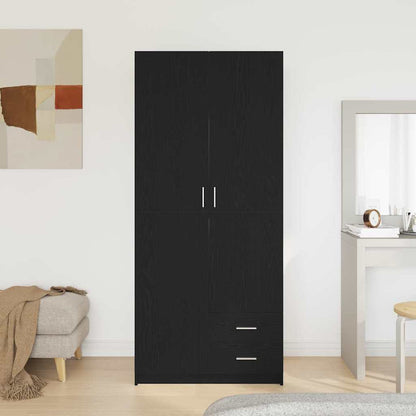 vidaXL Wardrobe Black Oak 80 x 52 x 180 cm Engineered Wood 4