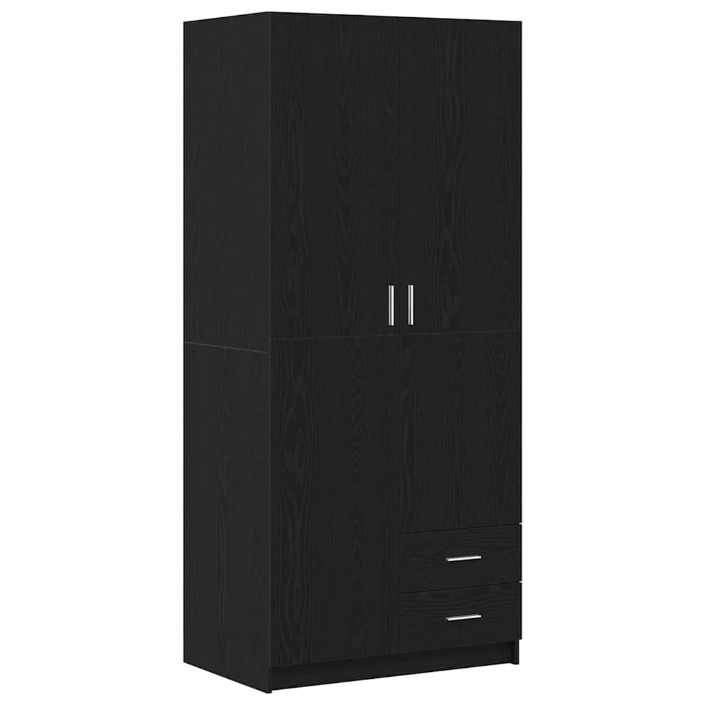 vidaXL Wardrobe Black Oak 80 x 52 x 180 cm Engineered Wood 2