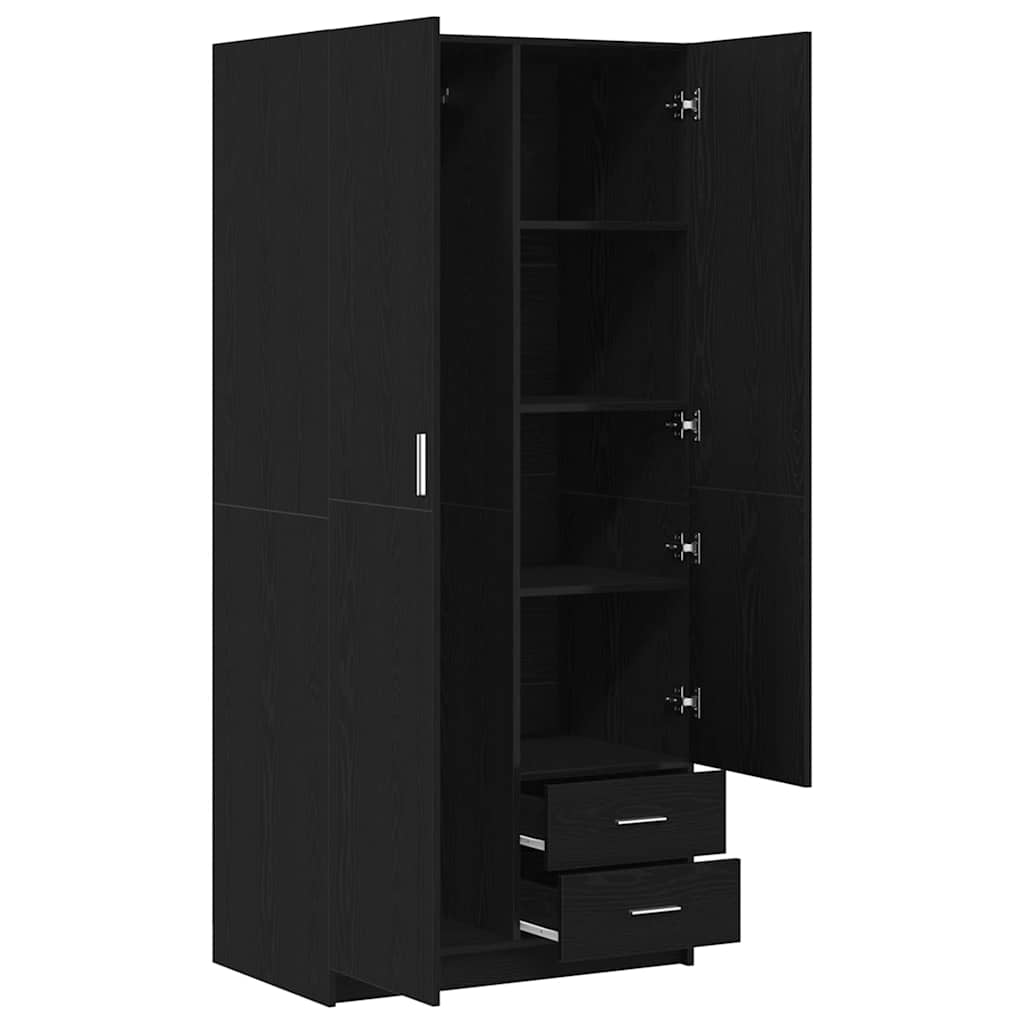 vidaXL Wardrobe Black Oak 80 x 52 x 180 cm Engineered Wood 5