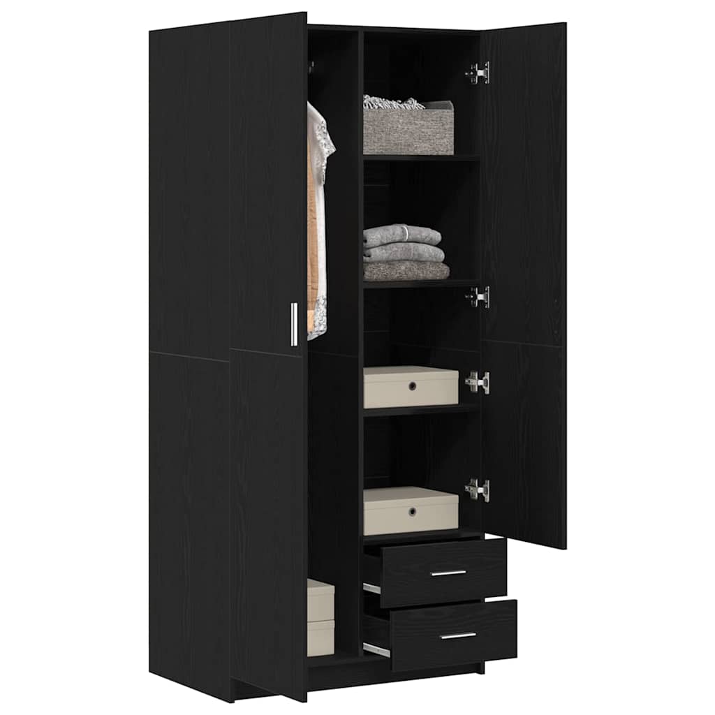 vidaXL Wardrobe Black Oak 80 x 52 x 180 cm Engineered Wood 3