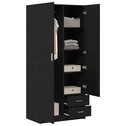 vidaXL Wardrobe Black Oak 80 x 52 x 180 cm Engineered Wood 3