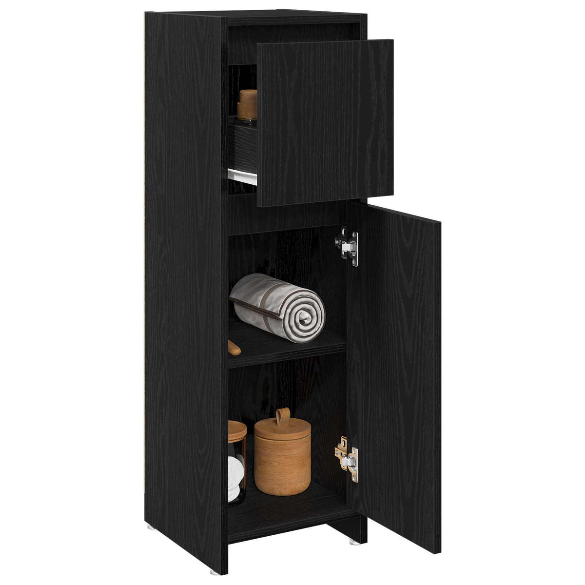 Bathroom Cabinet 30x30x95 cm Engineered Wood Black oak