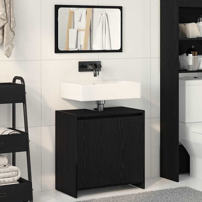 2 Piece Bathroom Furniture Set Engineered Wood Black oak