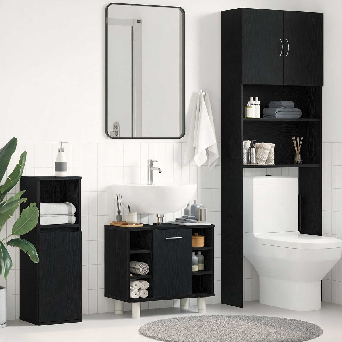 Bathroom Cabinet 60x32x53,5 cm Engineered Wood Black oak