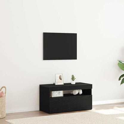 TV Cabinet with LED Lights 75x35x40 cm Black oak