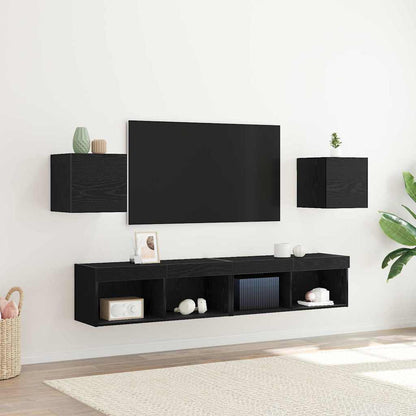 Wall-mounted TV Cabinet Set 30.5x30x30 cm 2 pcs Black oak