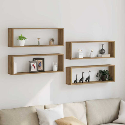 Wall Cube Shelves 80x15x26.5 cm Engineered Wood 4 pcs Artisan oak