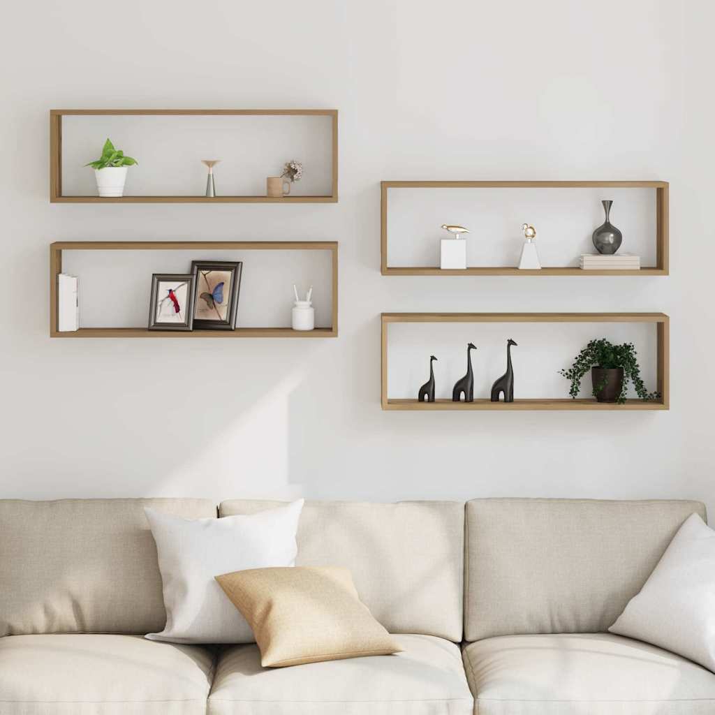 Wall Cube Shelves 80x15x26.5 cm Engineered Wood 4 pcs Artisan oak