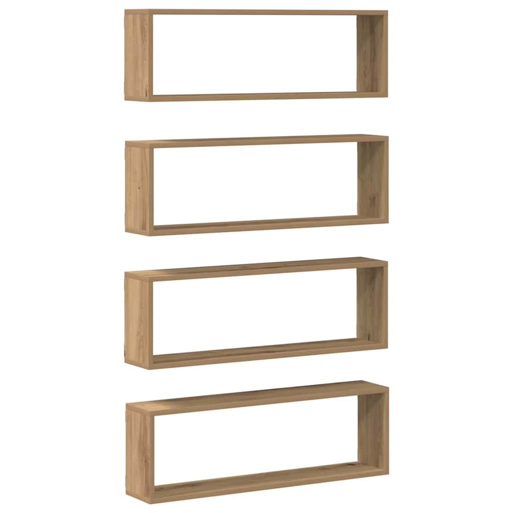 Wall Cube Shelves 80x15x26.5 cm Engineered Wood 4 pcs Artisan oak