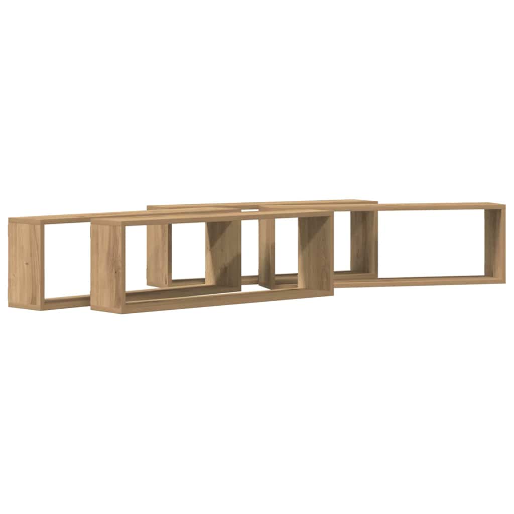 Wall Cube Shelves 80x15x26.5 cm Engineered Wood 4 pcs Artisan oak