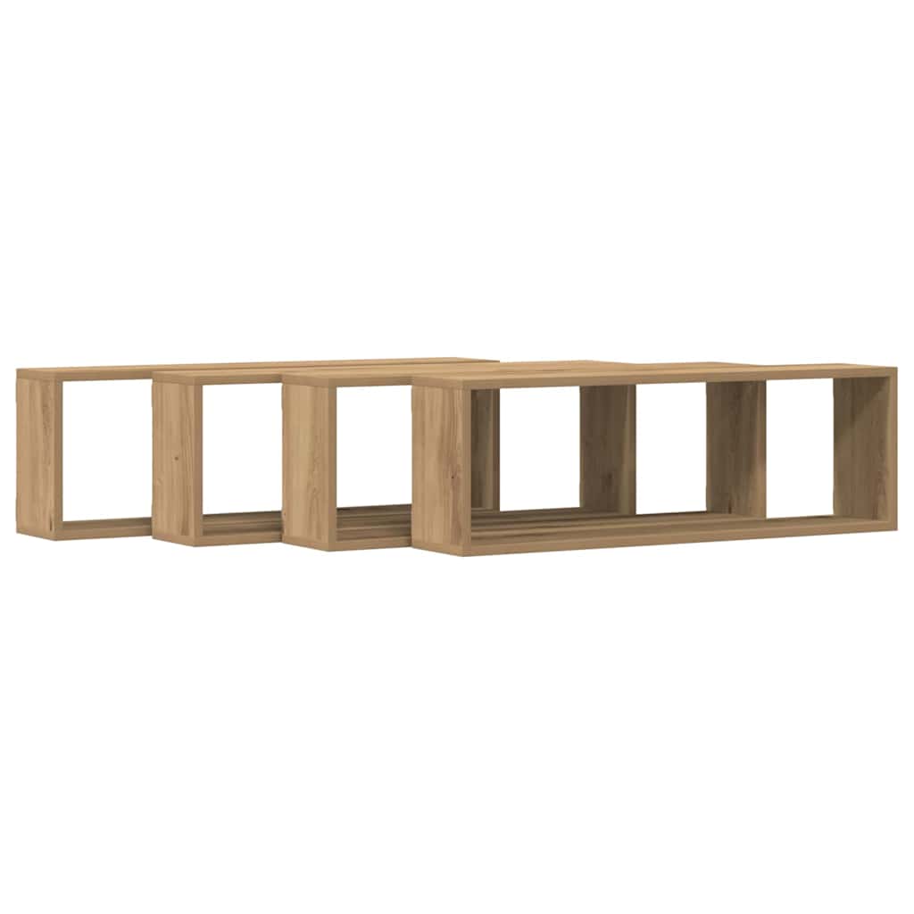 Wall Cube Shelves 80x15x26.5 cm Engineered Wood 4 pcs Artisan oak
