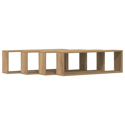 Wall Cube Shelves 80x15x26.5 cm Engineered Wood 4 pcs Artisan oak