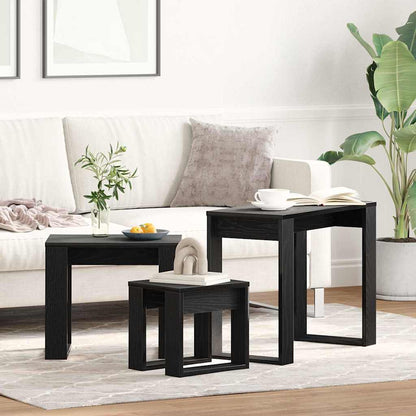 Nesting Tables 3 pcs Engineered Wood Black oak