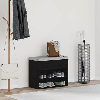 Shoe Bench Engineered Wood Black oak 60 x 30 x 45 cm