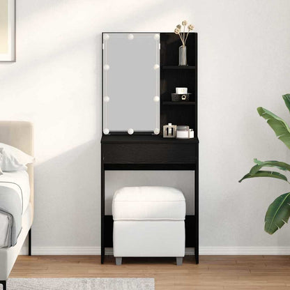 Dressing Table with LED 60x40x140 cm Black oak