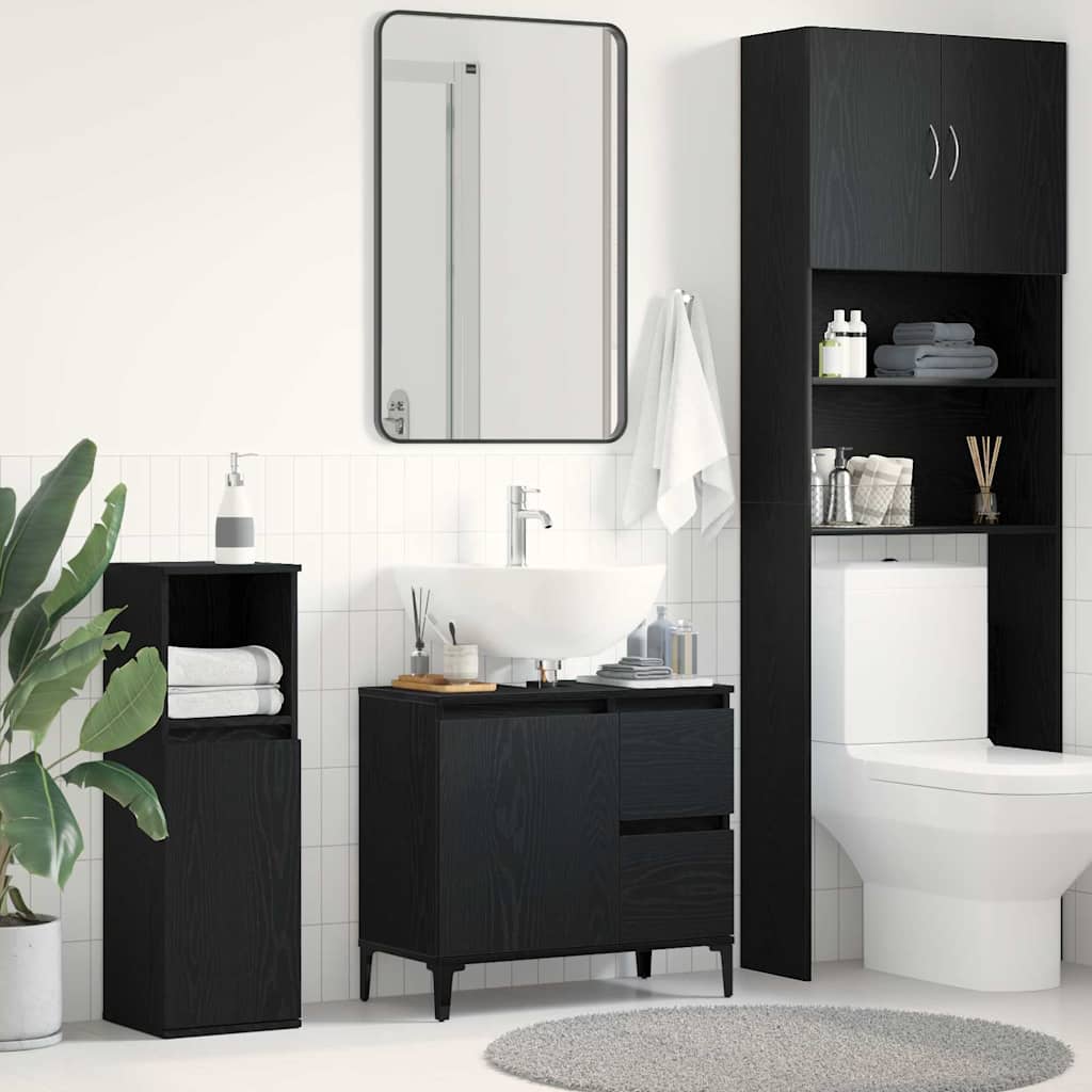 Bathroom Cabinet 65x33x60 cm Engineered Wood Black oak