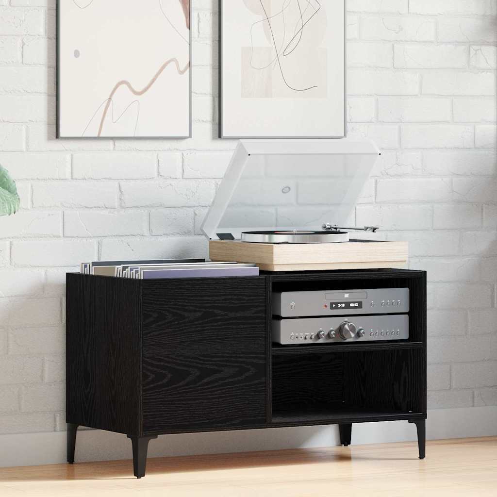 Record Cabinet 84,5x38x48 cm Engineered Wood Black oak 84.5 x 38 x 48 cm