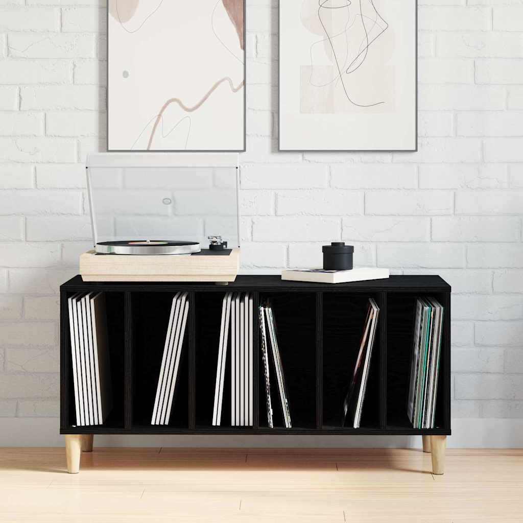 Record Cabinet 100x38x48 cm Engineered Wood Black oak