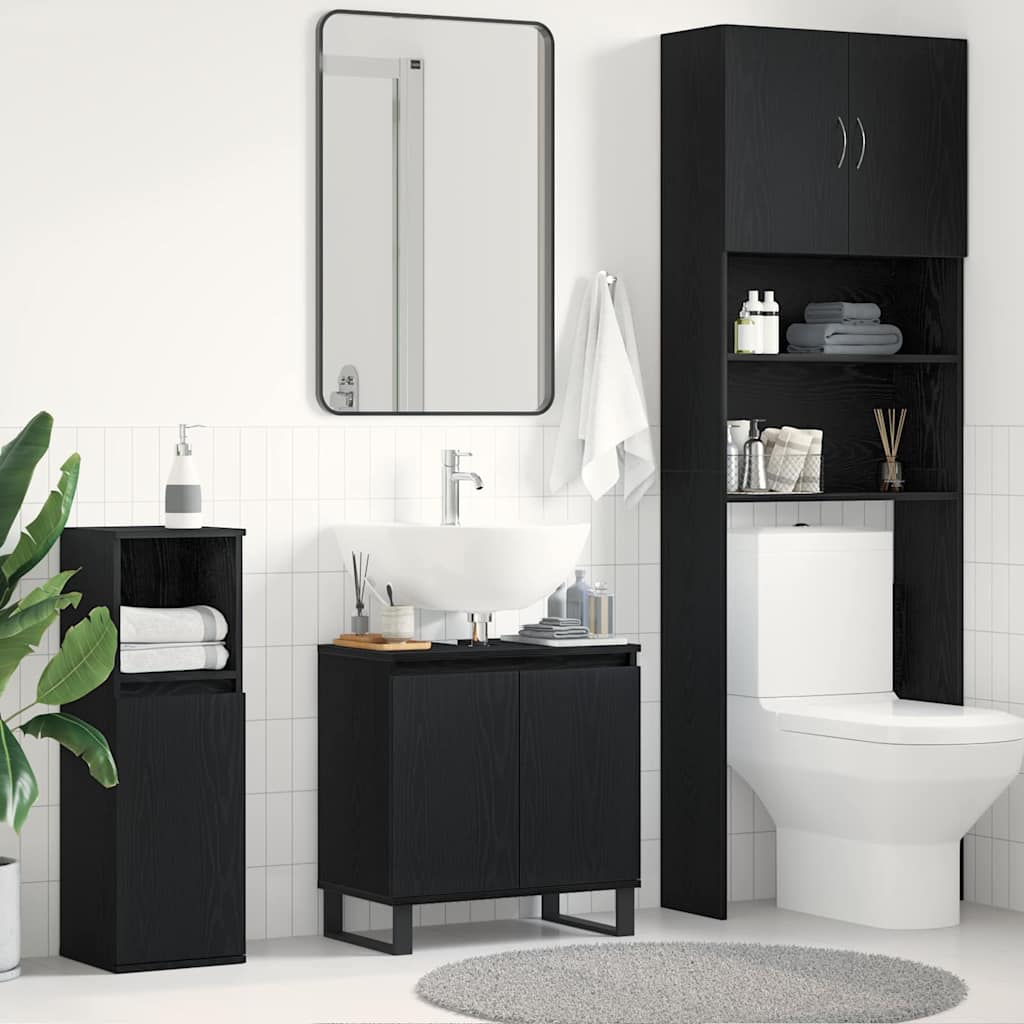 Bathroom Cabinet 58x33x60 cm Engineered Wood Black oak