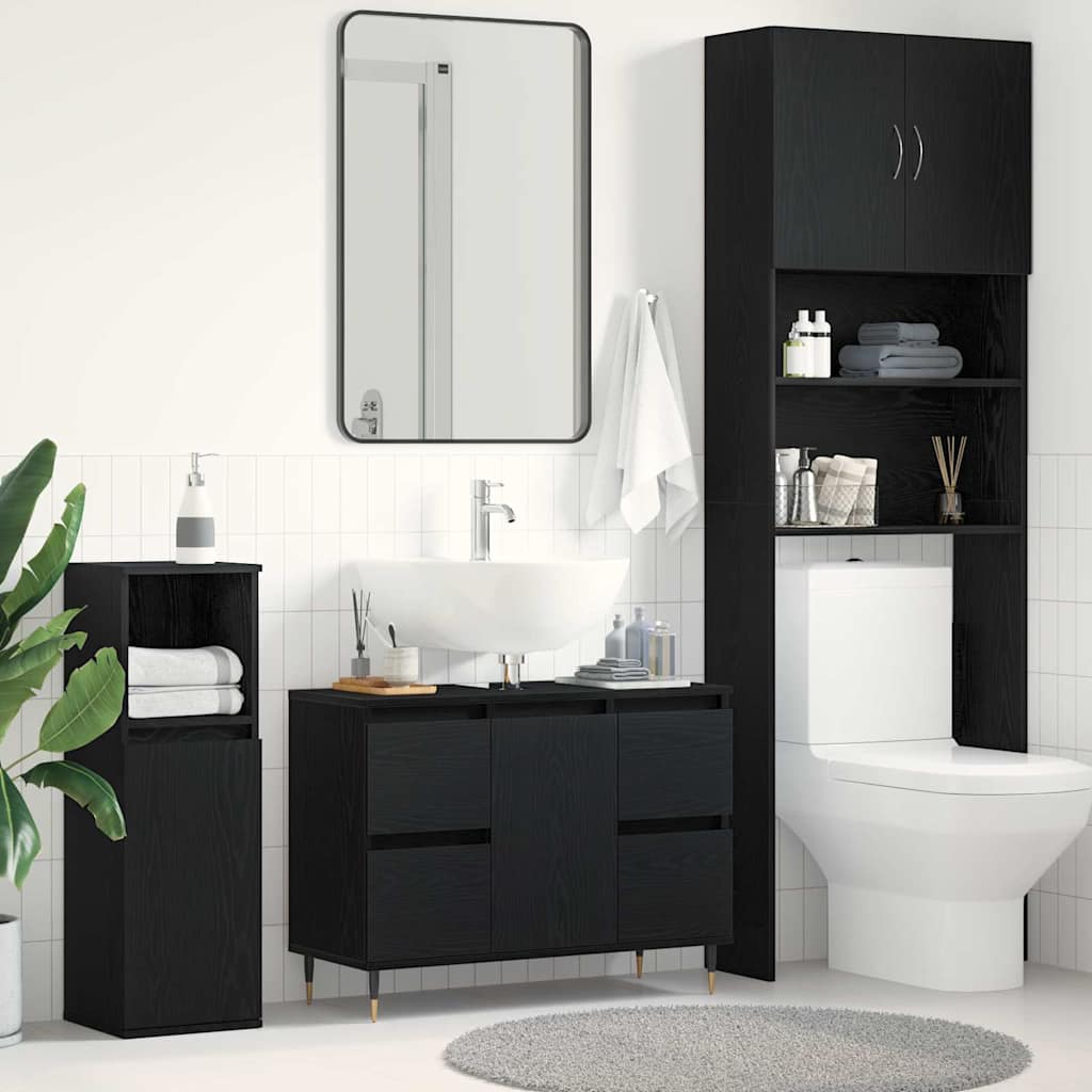 Bathroom Cabinet 80x33x60 cm Engineered Wood Black oak