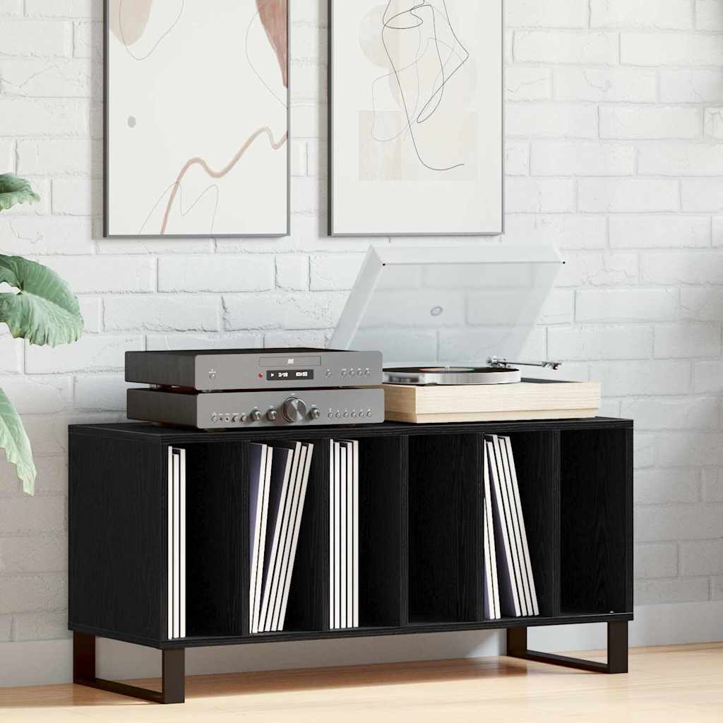 Record Cabinet 100x38x48 cm Engineered Wood Black oak