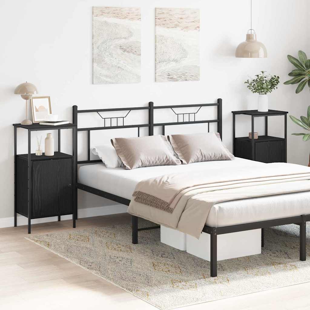 Bedside Cabinet 41x31x80 cm Engineered Wood Black oak 2