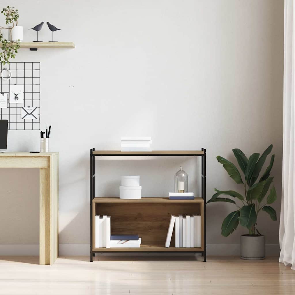 Bookshelf 80x30x78,5 cm Engineered Wood and Iron Artisan oak