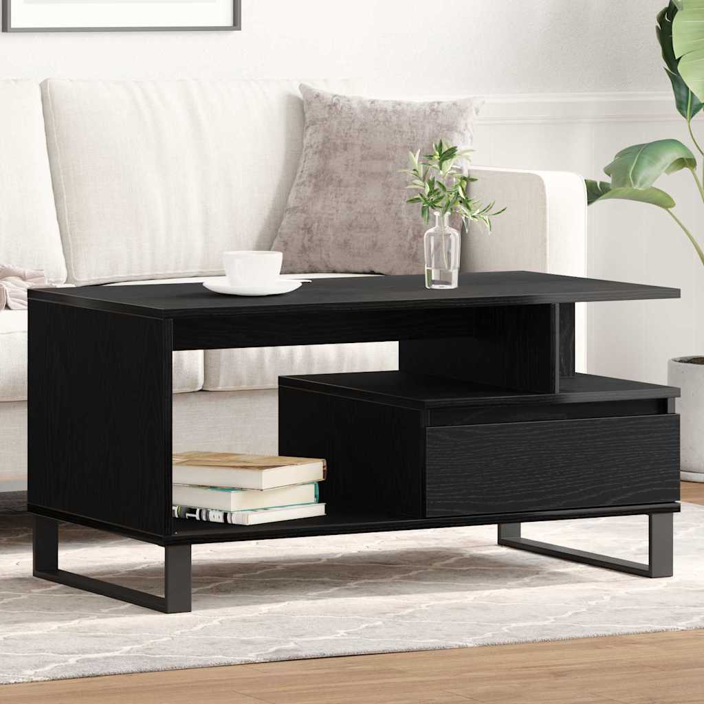 Coffee Table 90x49x45 cm Engineered Wood Black oak