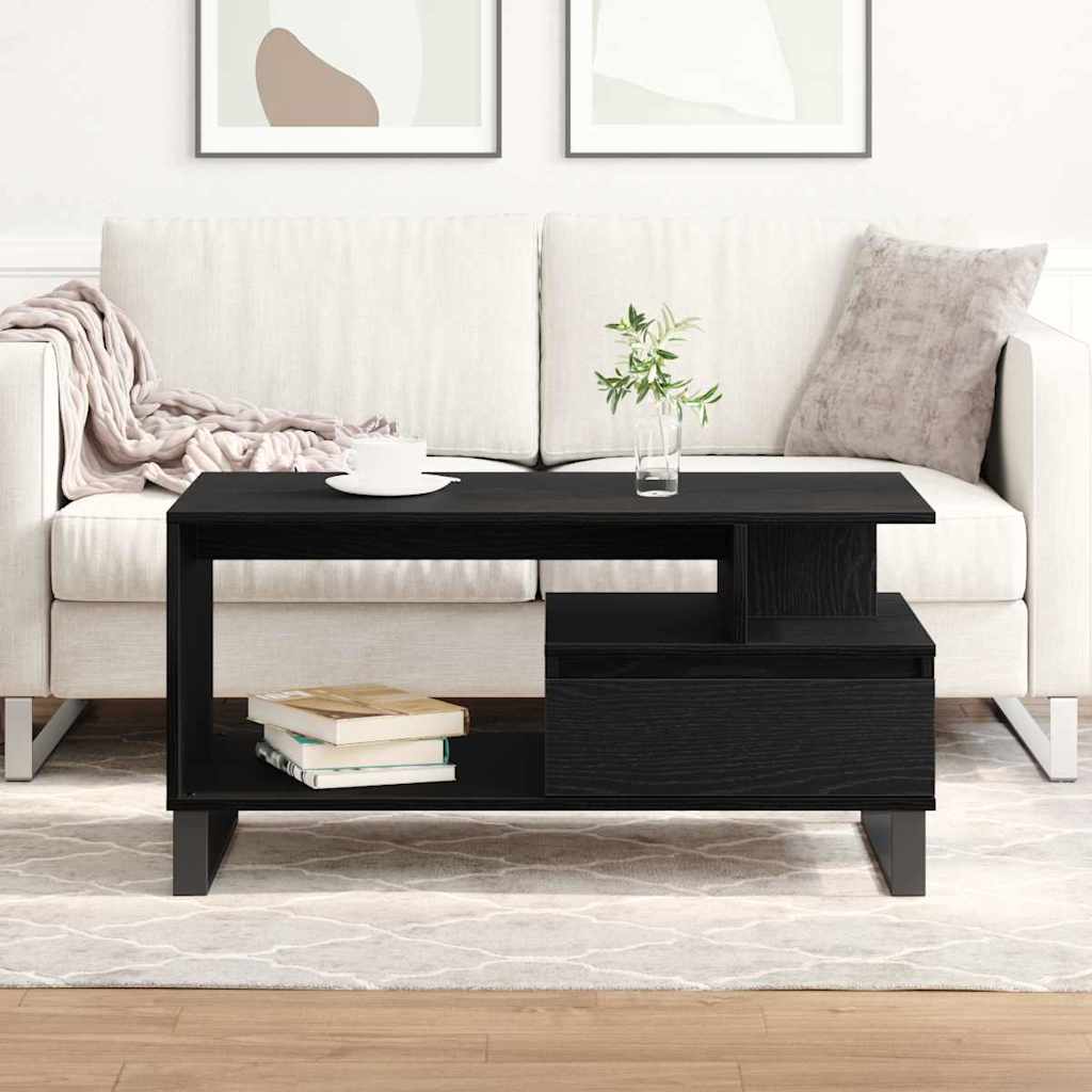 Coffee Table 90x49x45 cm Engineered Wood Black oak