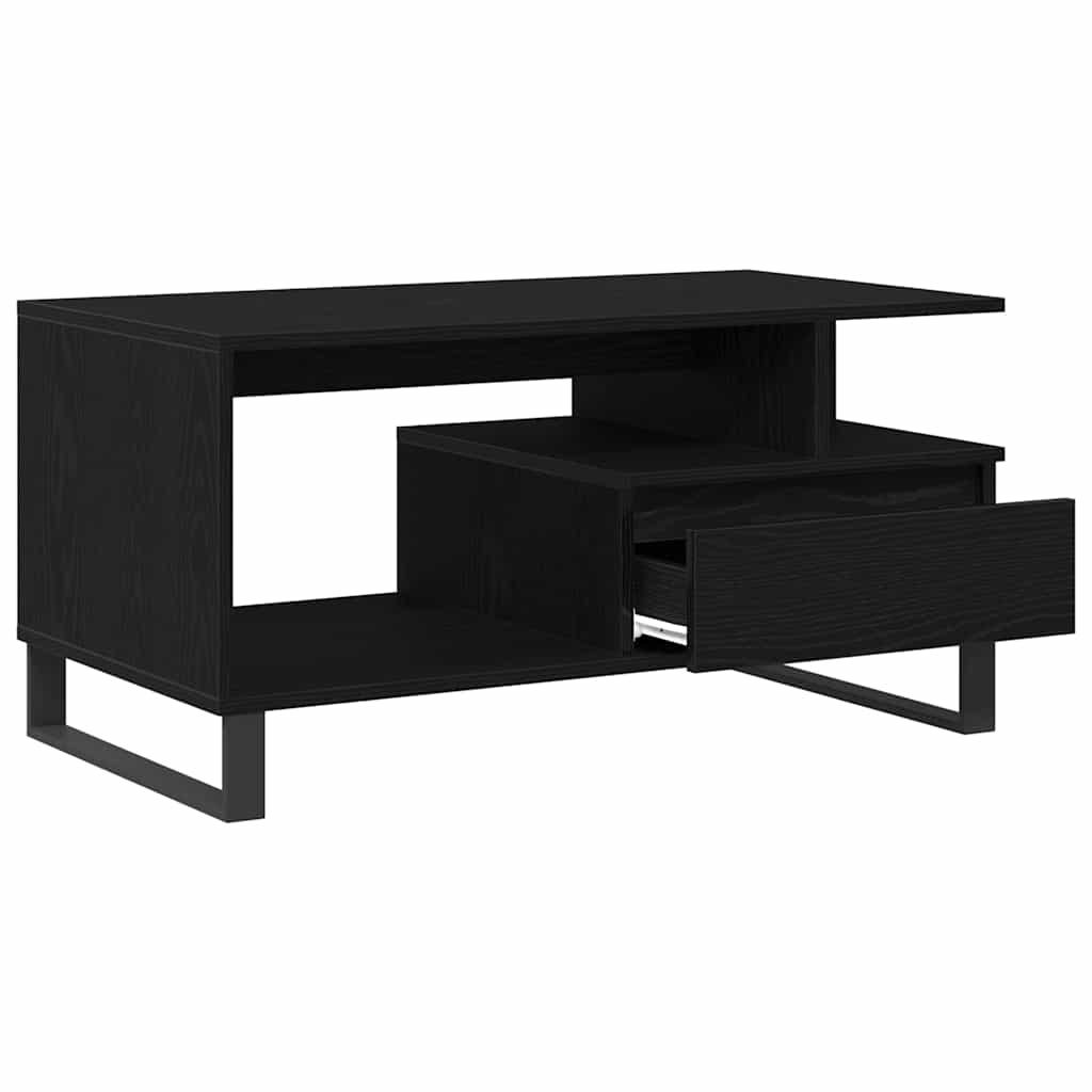 Coffee Table 90x49x45 cm Engineered Wood Black oak
