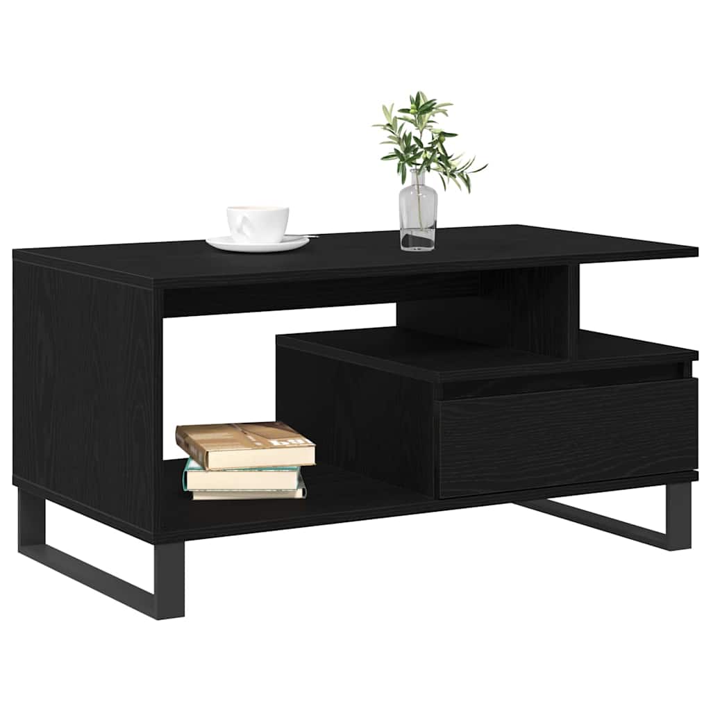 Coffee Table 90x49x45 cm Engineered Wood Black oak