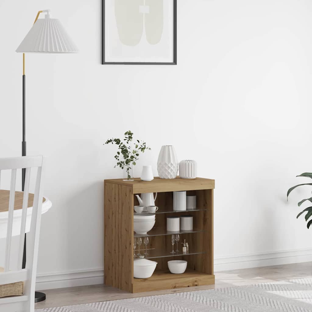 Sideboard with LED Lights 60,5x37x67 cm Artisan oak