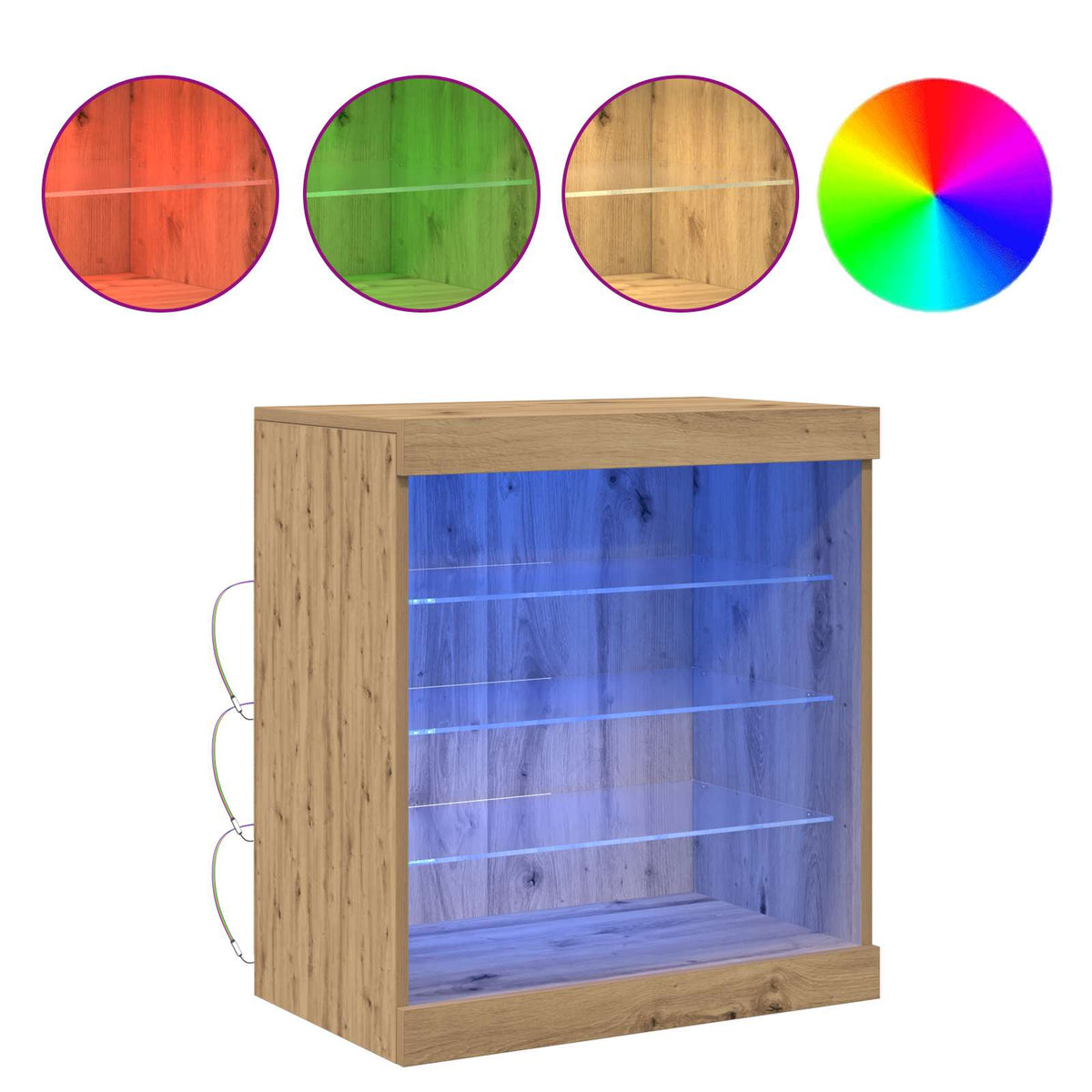 Sideboard with LED Lights 60,5x37x67 cm Artisan oak