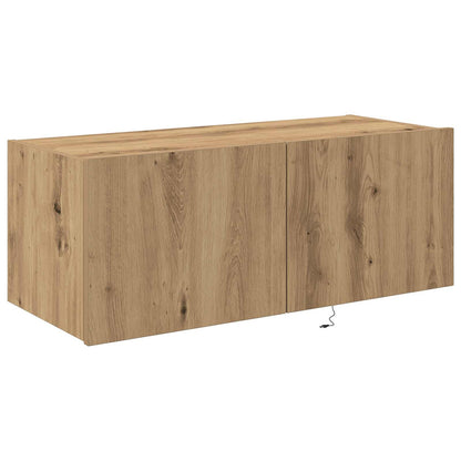 TV Wall Cabinet with LED Lights Width 80 cm Artisan oak 31 cm