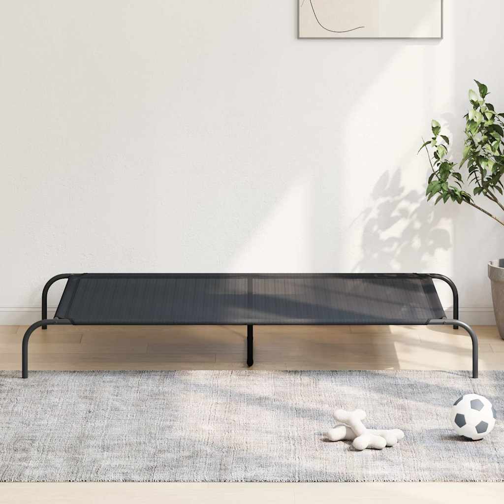 Elevated Dog Bed 150x90x20 cm and Steel Textilene Black