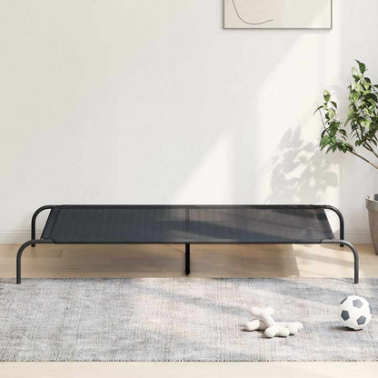 Elevated Dog Bed 150x90x20 cm and Steel Textilene Black