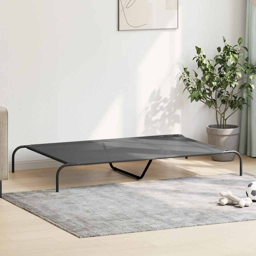 Elevated Dog Bed 150x90x20 cm and Steel Textilene Grey