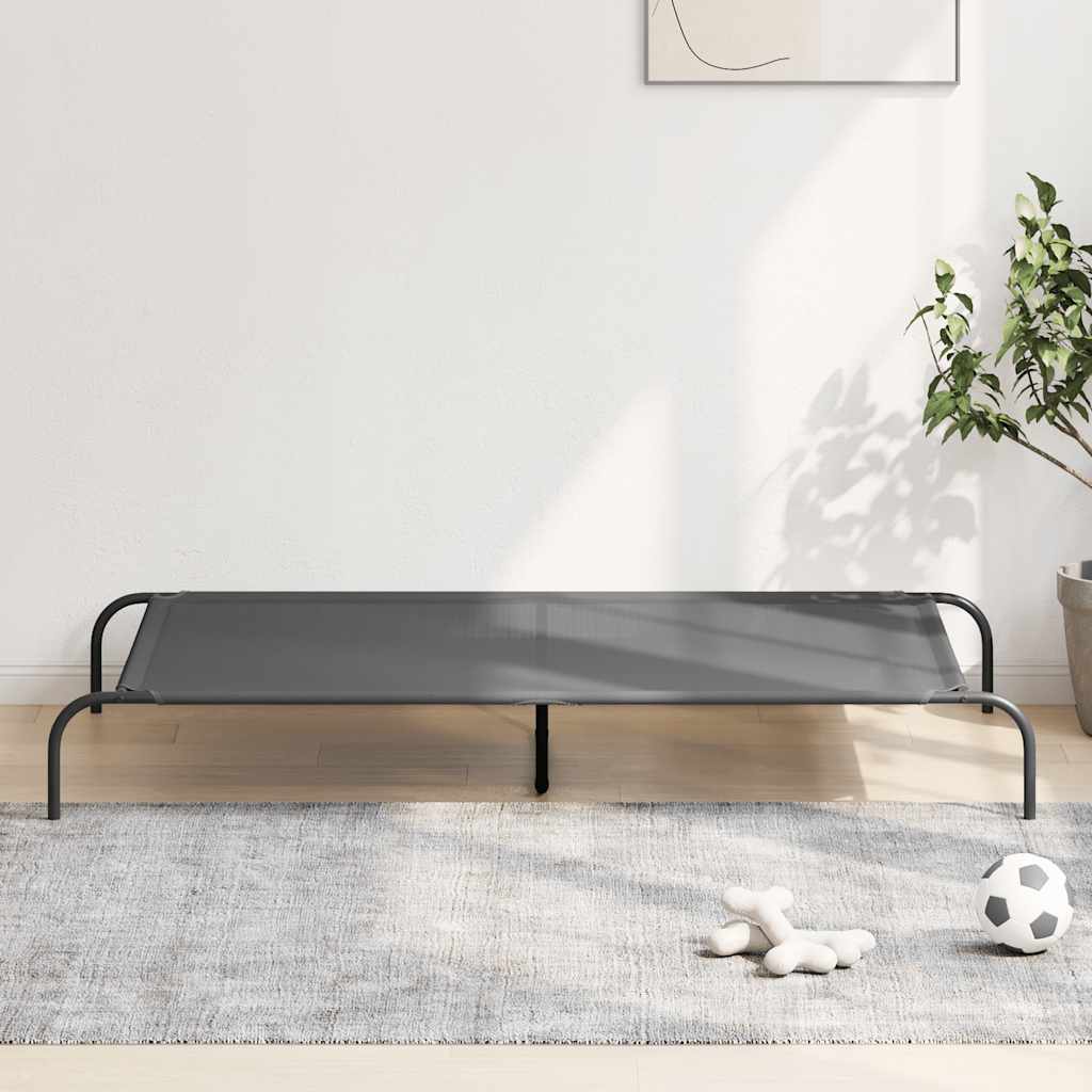 Elevated Dog Bed 150x90x20 cm and Steel Textilene Grey