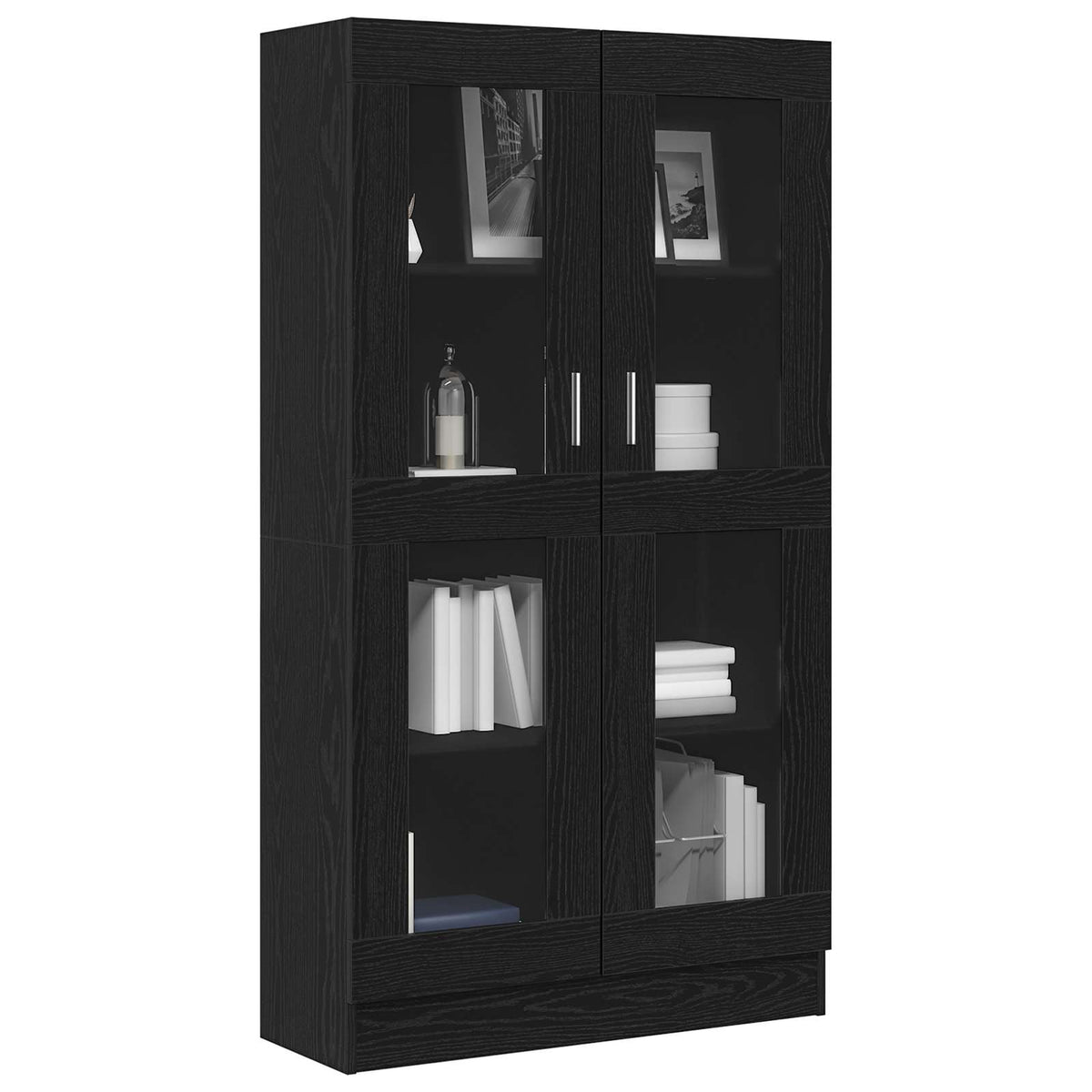 Vitrine Cabinet 82.5x30.5x150 cm Engineered Wood Black oak