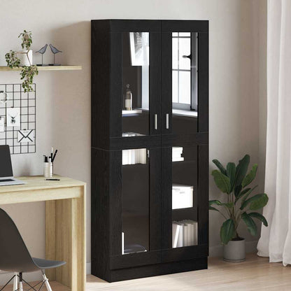 Vitrine Cabinet 82.5x30.5x185 cm Engineered Wood Black oak