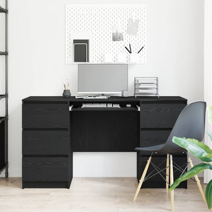 vidaXL Desk Black Oak Engineered Wood 140 x 50 x 76 cm 4