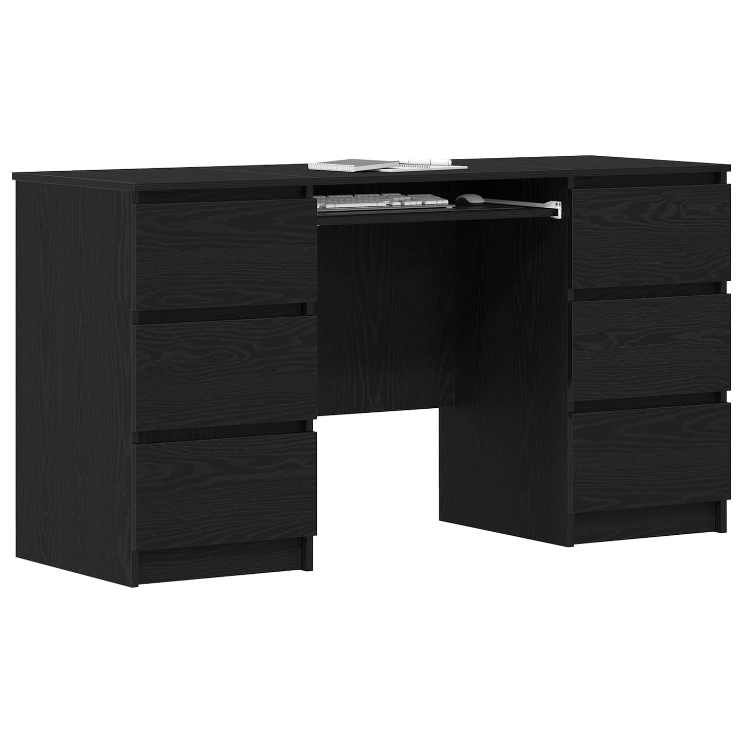 vidaXL Desk Black Oak Engineered Wood 140 x 50 x 76 cm 3