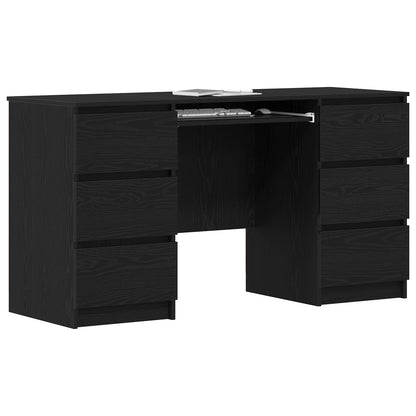 vidaXL Desk Black Oak Engineered Wood 140 x 50 x 76 cm 3