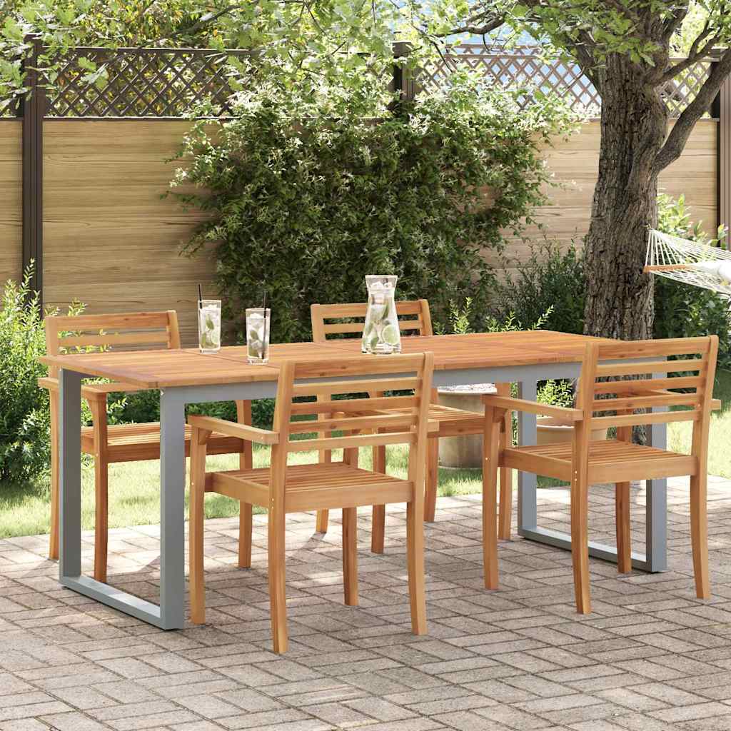 vidaXL Garden Table Grey 200 x 90 x 75 cm Solid Acacia Wood 1
