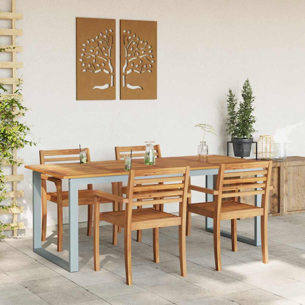 vidaXL Garden Table Grey 200 x 90 x 75 cm Solid Acacia Wood 4