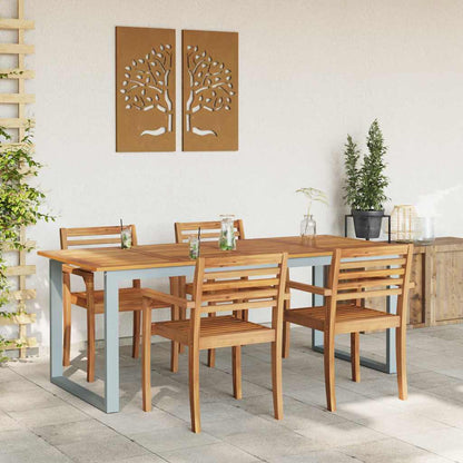 vidaXL Garden Table Grey 200 x 90 x 75 cm Solid Acacia Wood 4