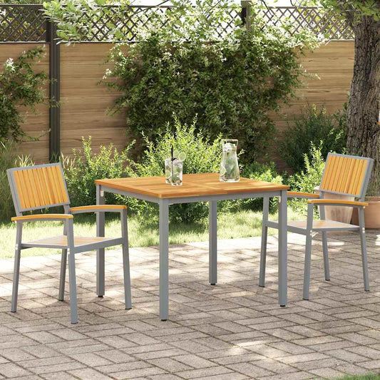 Stacking Chair Brown Solid Acacia Wood Stackable 2