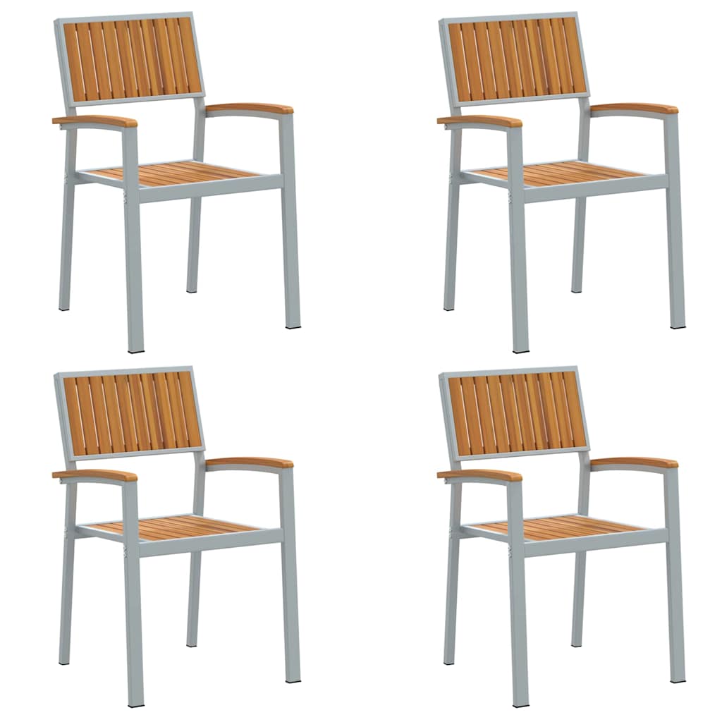 vidaXL Stacking Chair 4 pcs Brown Solid Acacia Wood Stackable 2